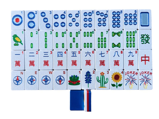 Set of colorful Mahjong tiles on a white background