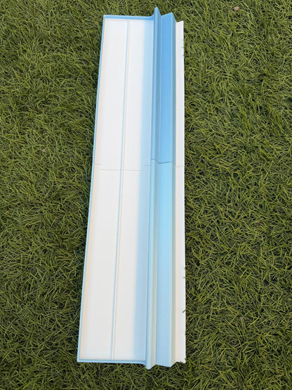 A single long-form travel Mahjong rack in white with a light blue divider rail.