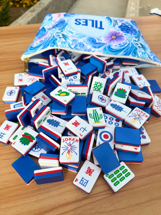 Travel Mahjong Tiles - Red White and Blue