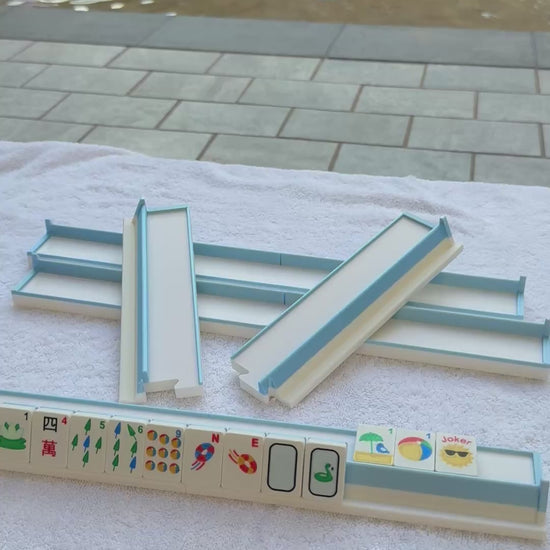 An image of mahjong racks that are perfect for travel