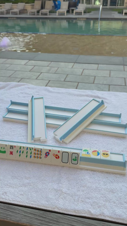 An image of mahjong racks that are perfect for travel